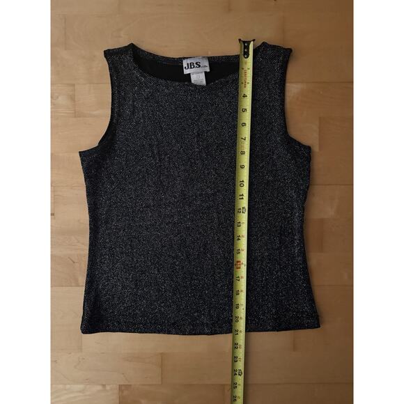 VTG JBS metallic Knit Silver Black Sleeveless Y2k Tank M - Picture 3 of 4